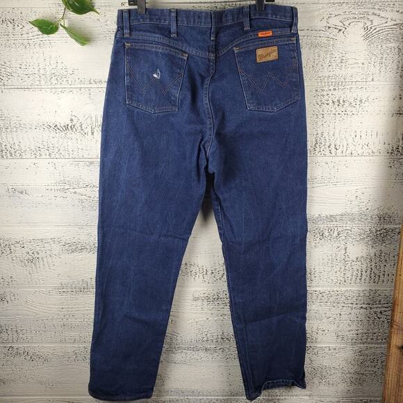 Wrangler FR Flame Resistant Men Original Fit Blue Denim Jeans Size 38 x 34 - Picture 5 of 9